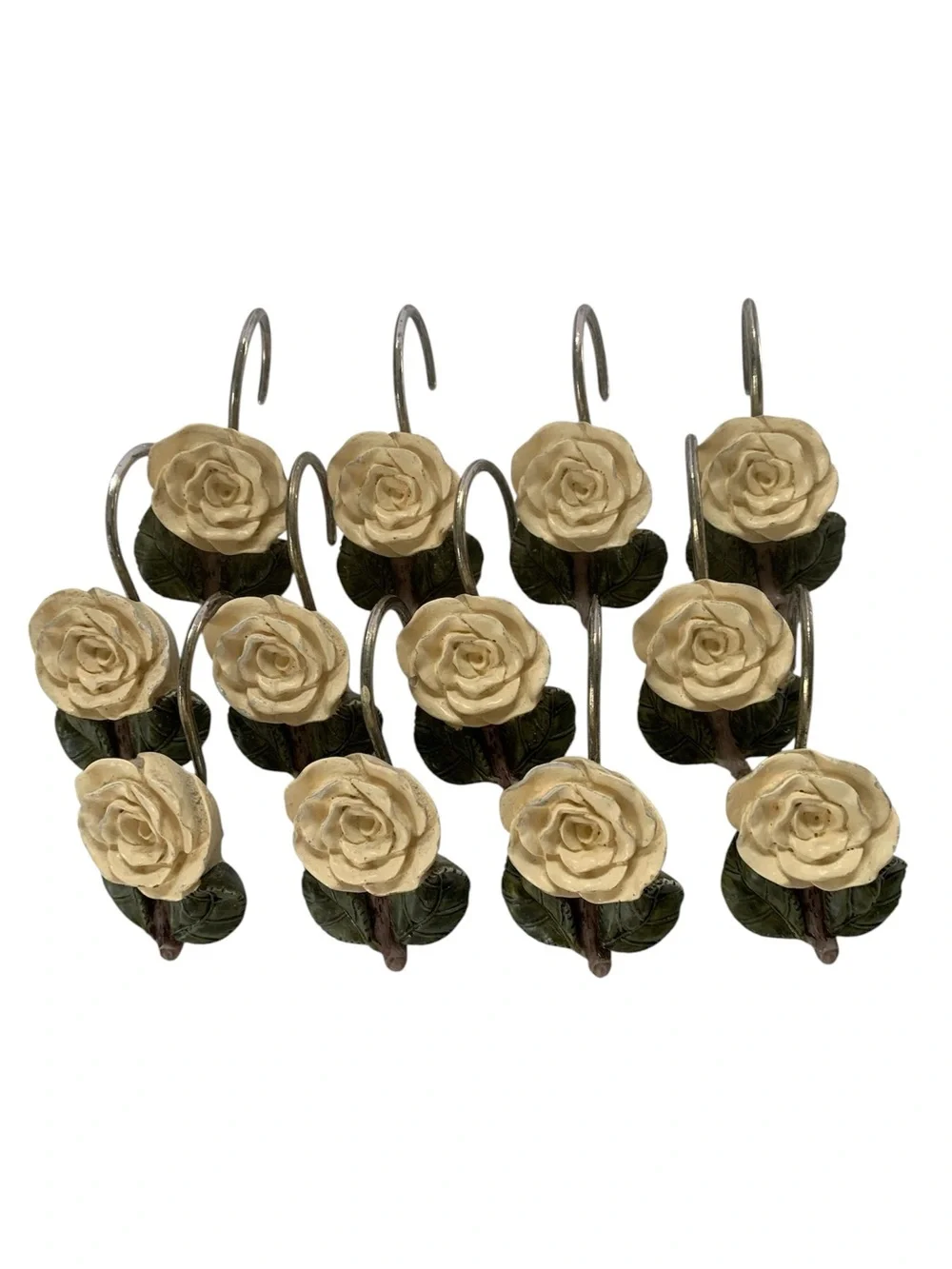 Vintage Rose Shower Curtain Hooks Set of 12